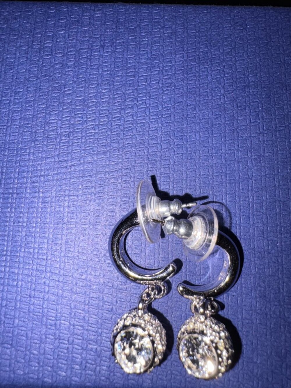 Authentic Vintage Signed Swarovski Flirt Pave Halo Drop Earrings